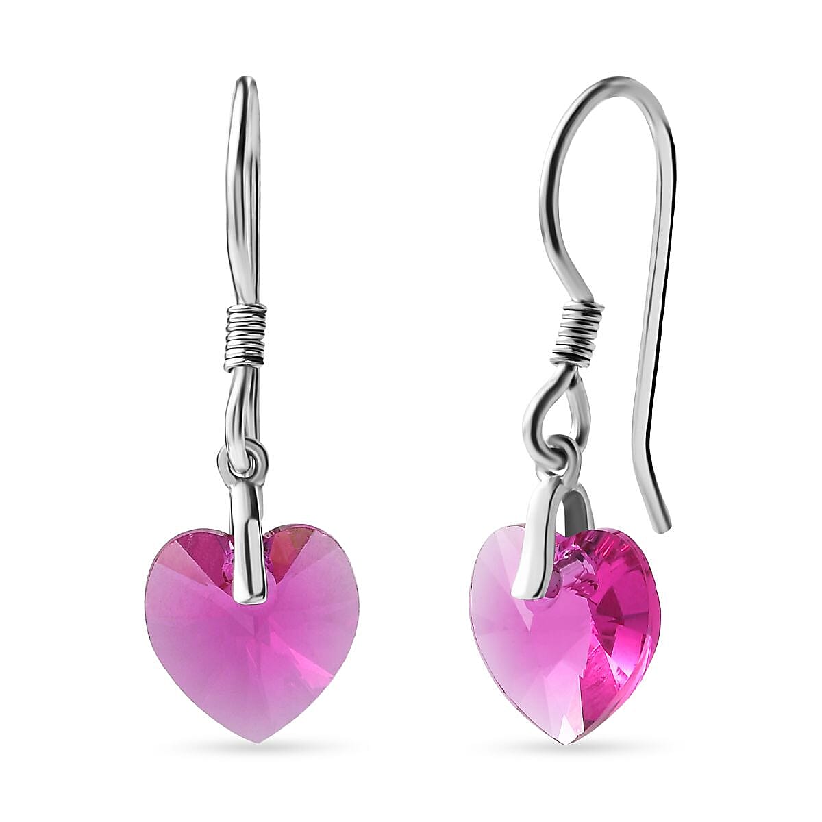Fuchsia Crystal Solitaire Lever Back Earring in Platinum Overlay Sterling Silver 9.24 ct 5.354 Ct.