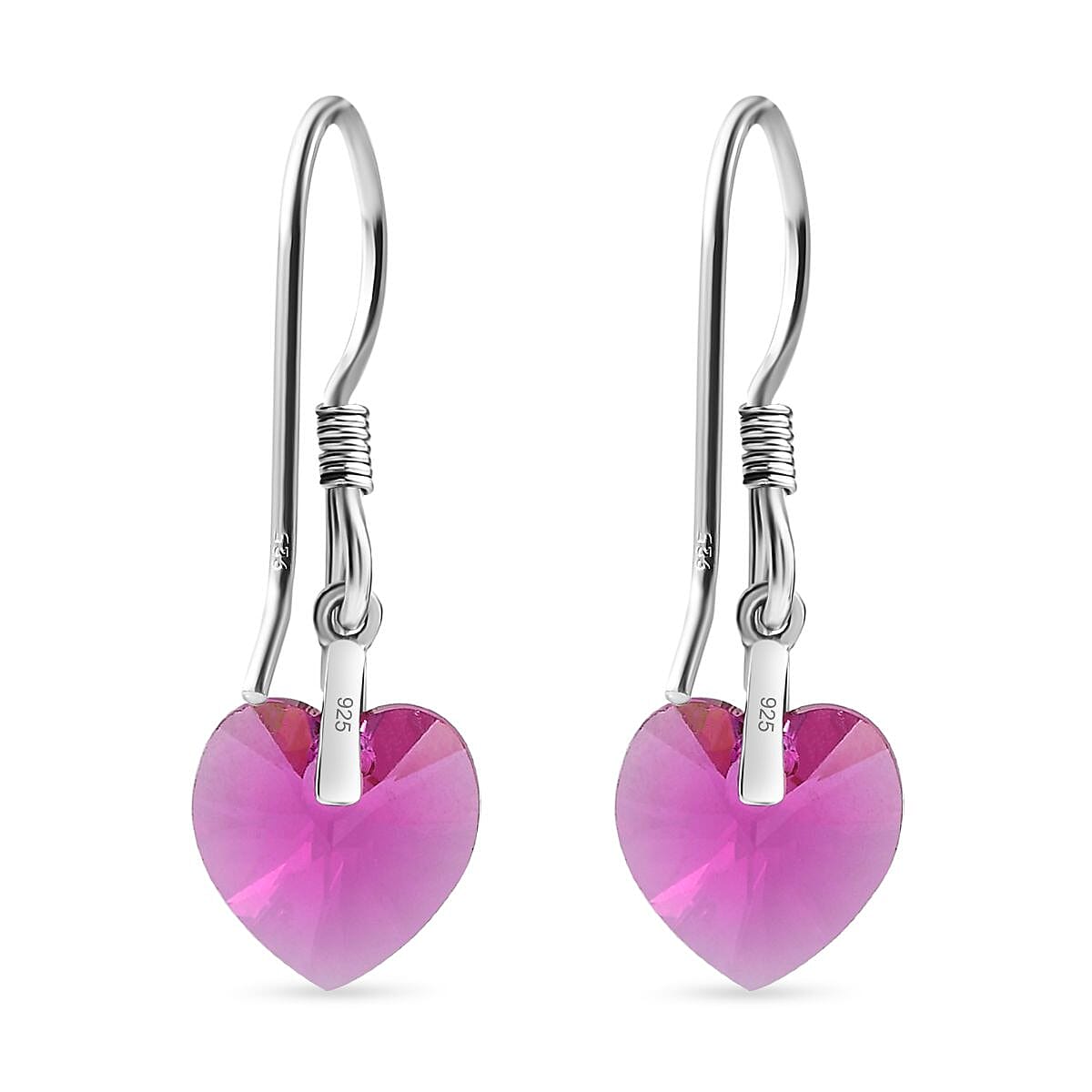 Fuchsia Crystal Solitaire Lever Back Earring in Platinum Overlay Sterling Silver 9.24 ct 5.354 Ct.