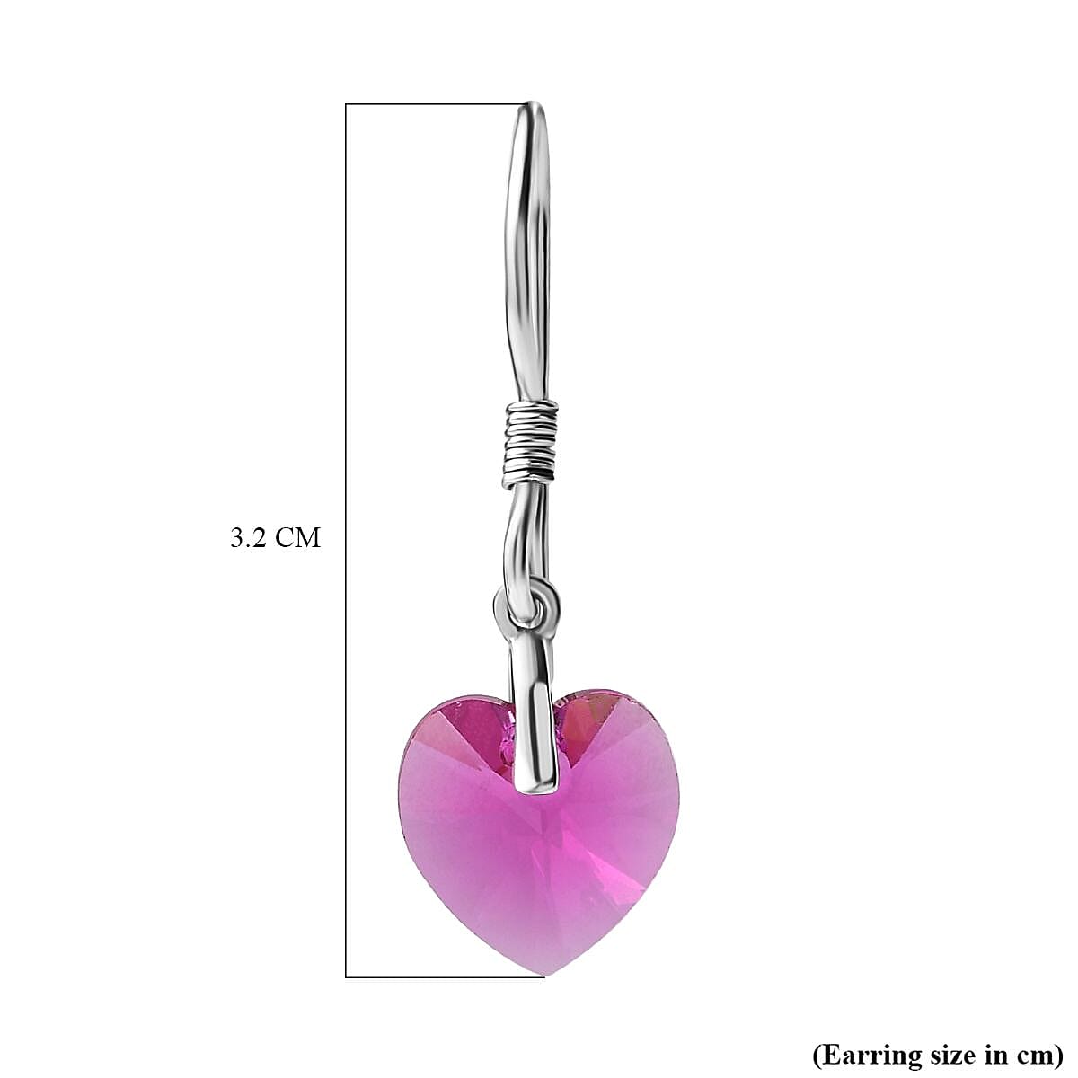 Fuchsia Crystal Solitaire Lever Back Earring in Platinum Overlay Sterling Silver 9.24 ct 5.354 Ct.