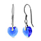 Fuchsia Crystal Austrian Crystal Heart Earrings in Platinum Overlay Sterling Silver
