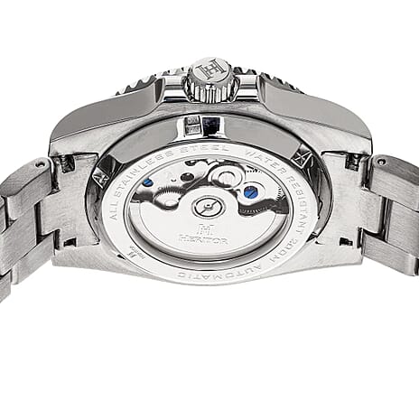 HERITOR Luciano Automatic Movt. 20ATM Water Resistant Black Dial Mens Watch with Silver Colour Stainless Steel Strap and Silver-Tone Case