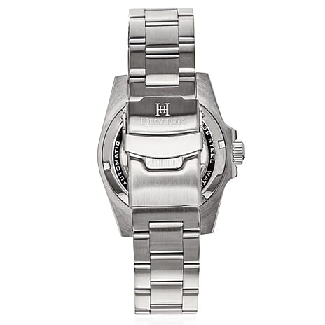 HERITOR Luciano Automatic Movt. 20ATM Water Resistant Black Dial Mens Watch with Silver Colour Stainless Steel Strap and Silver-Tone Case