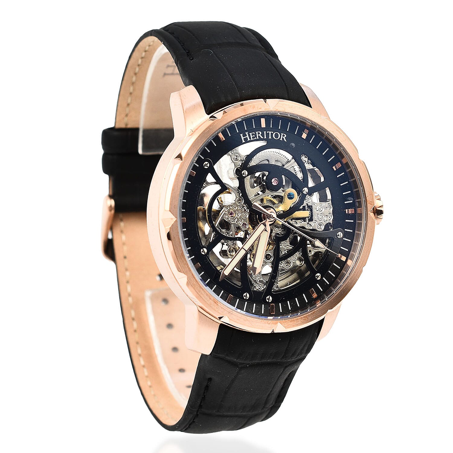 Ryder Collection Heritor Automatic Movt. 5 ATM Water Resistant Watch with Black Genuine Leather Strap Ryder Collection Heritor Automatic Movt. 5 ATM Water Resistant Watch with Black Genuine Leather Strap