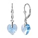 Fern Green Austrian Crystal Heart Earrings in Platinum Overlay Sterling Silver