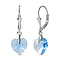 Aquamarine Austrian Crystal Solitaire Heart Earrings in Platinum Overlay Sterling Silver
