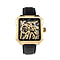 Campbell Collection Heritor Automatic Movement Gold Dial 10 ATM Water Resistant Watch with Black Genuine Leather Strap