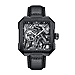 Campbell Collection Heritor Automatic Movement Black Dial 10 ATM Water Resistant Watch with Black Genuine Leather Strap
