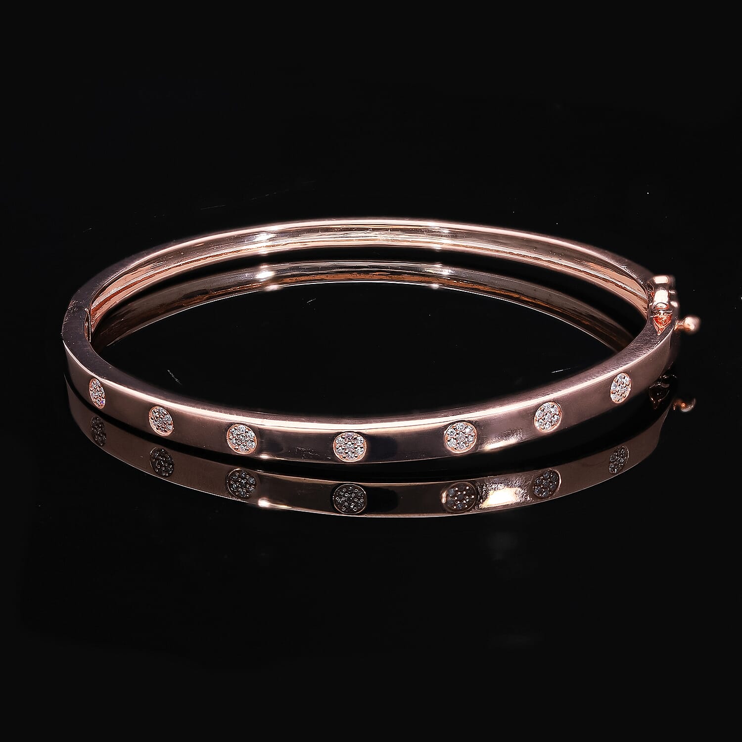 Extreme Rare Argyle Closeout - Natural Pink Diamond Bangle (Size - 7.5) in 18K Vermeil Rose Gold Plated Sterling Silver, Silver Wt. 11.30 Gms. Extreme Rare Argyle Closeout - Natural Pink Diamond Bangle (Size - 7.5) in 18K Vermeil Rose Gold Plated Sterling Silver, Silver Wt. 11.30 Gms.