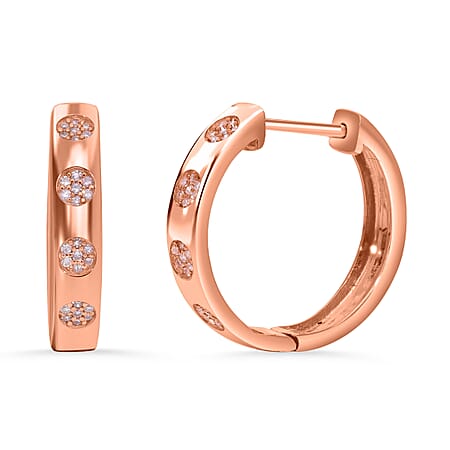 LIMITED EDITION - Natural Pink Diamond Hoop Earrings with Hoop in Vermeil Rose Gold Plated Sterling Silver