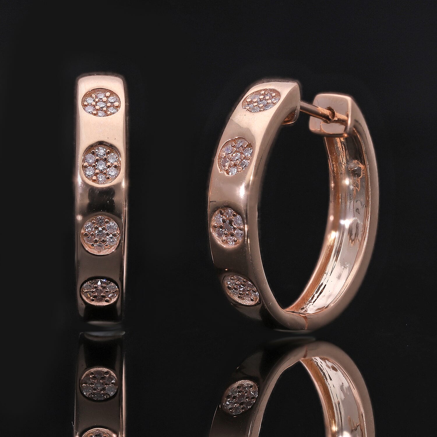 LIMITED EDITION - Natural Pink Diamond Hoop Earrings with Hoop in Vermeil Rose Gold Plated Sterling Silver