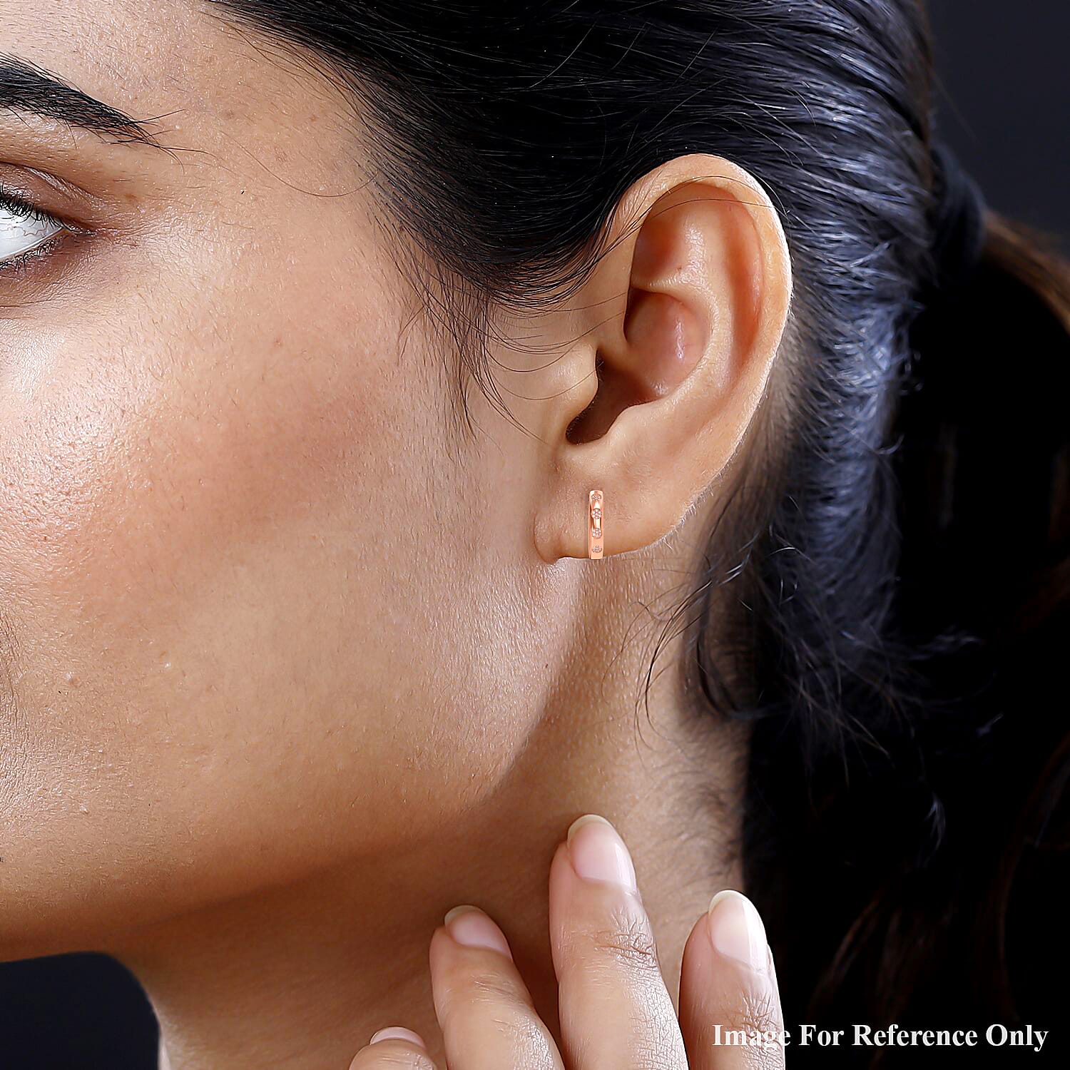 LIMITED EDITION - Natural Pink Diamond Hoop Earrings with Hoop in Vermeil Rose Gold Plated Sterling Silver
