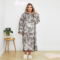 Brand New -Extra Long Tie Die Hoodie blanket (One Size) - Blush