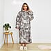 Winter Essential - Extra Long Very Soft Tie Die Hoodie Blanket (One Size 8-20)- Grey