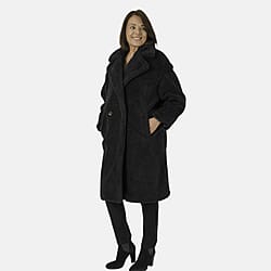 Drop Shoulder Oversized Teddy Bear Coat - Brown