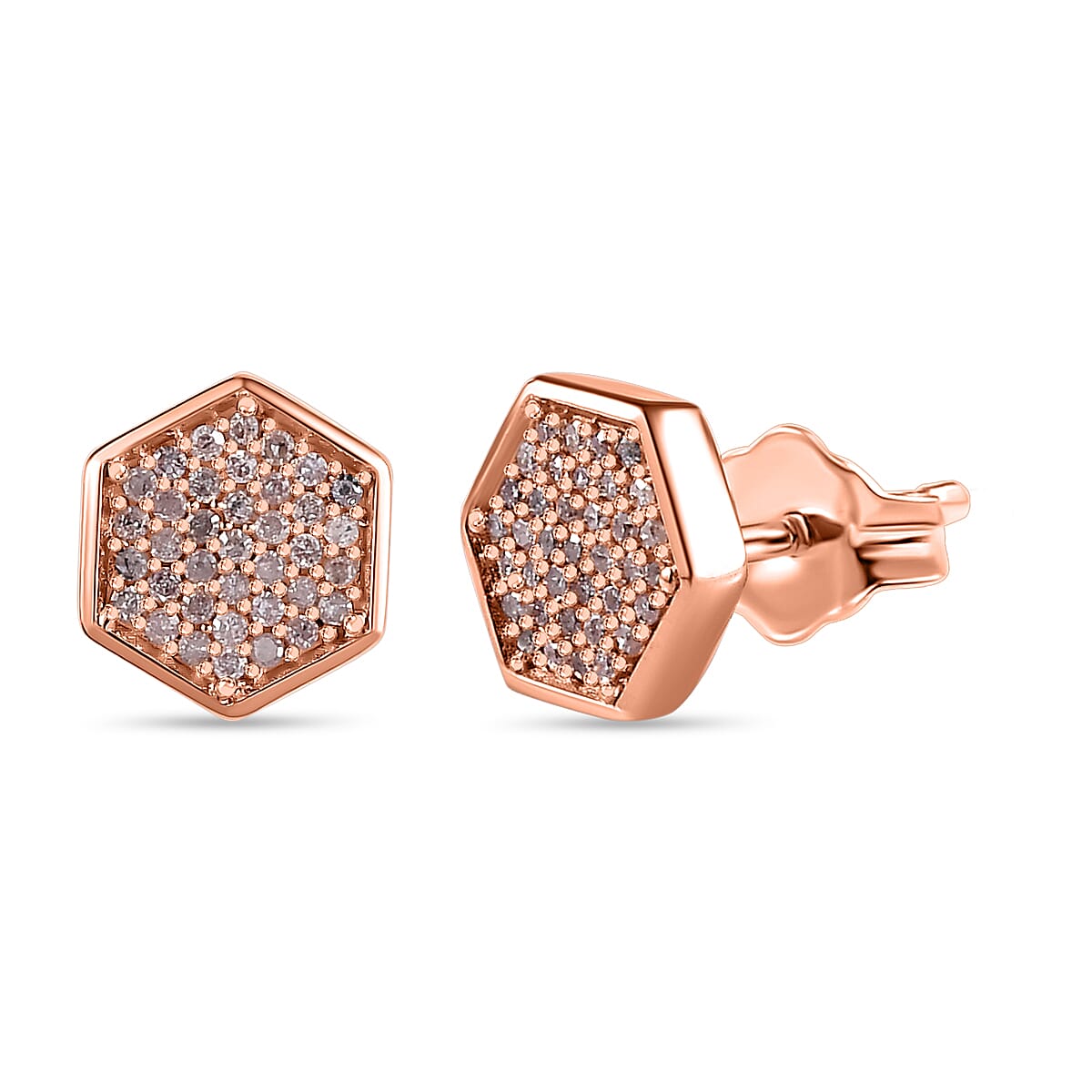 9K Rose Gold SGL Certified Pink Diamond Stud Earrings 0.25 Ct