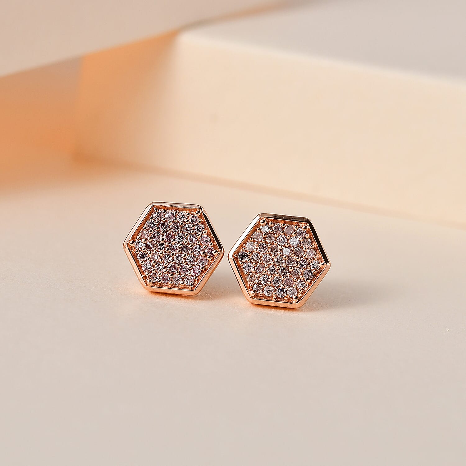 9K Rose Gold SGL Certified Pink Diamond Stud Earrings 0.25 Ct