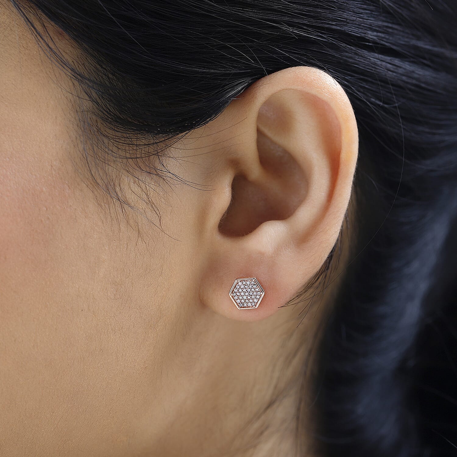 9K Rose Gold SGL Certified Pink Diamond Stud Earrings 0.25 Ct