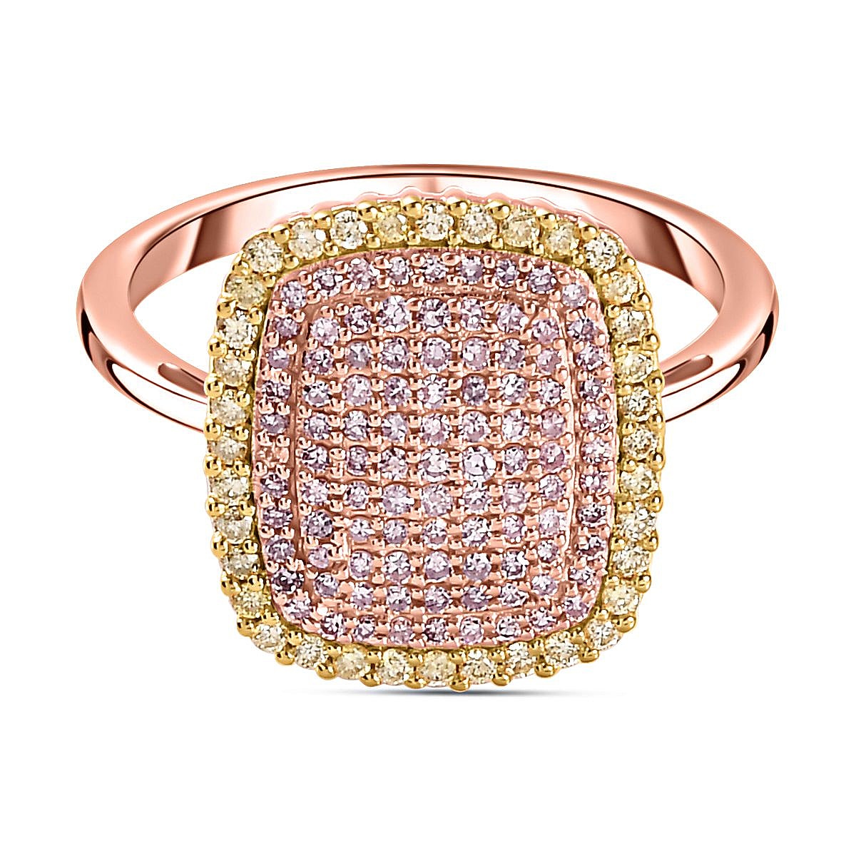 Steves Find - 9K Rose Gold SGL Certified Pink Diamond & Natural Yellow Diamond Ring 0.51 Ct.