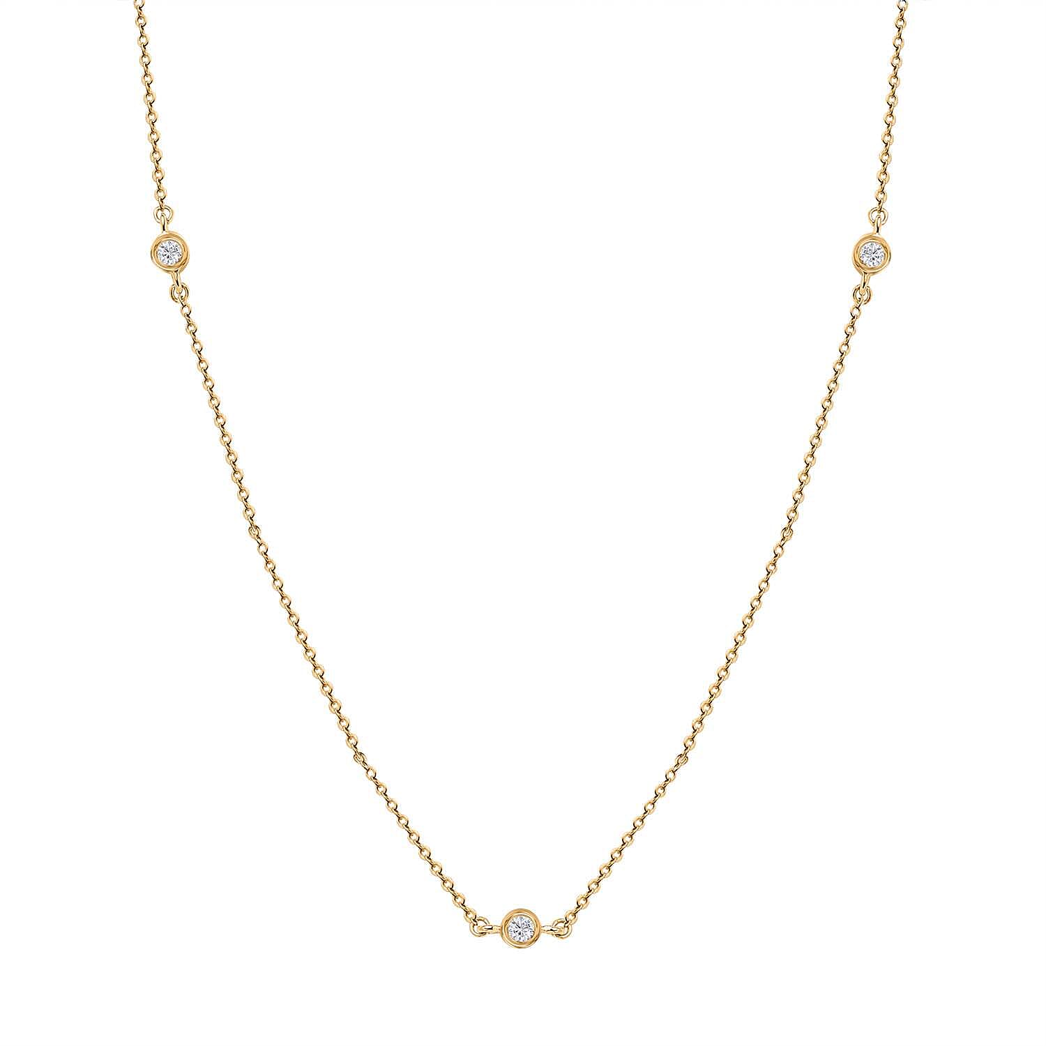 New York Closeout - Designer Inspired Diamond (I1-I2) Station Necklace in 14K Yellow Gold (Size - 18)