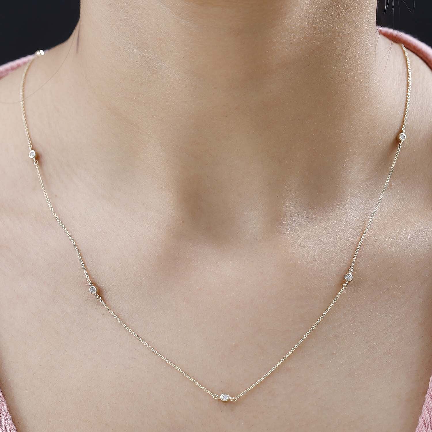 New York Closeout - Designer Inspired Diamond (I1-I2) Station Necklace in 14K Yellow Gold (Size - 18)