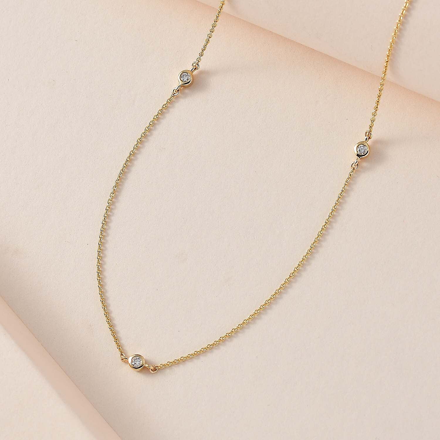 New York Closeout - Designer Inspired Diamond (I1-I2) Station Necklace in 14K Yellow Gold (Size - 18)