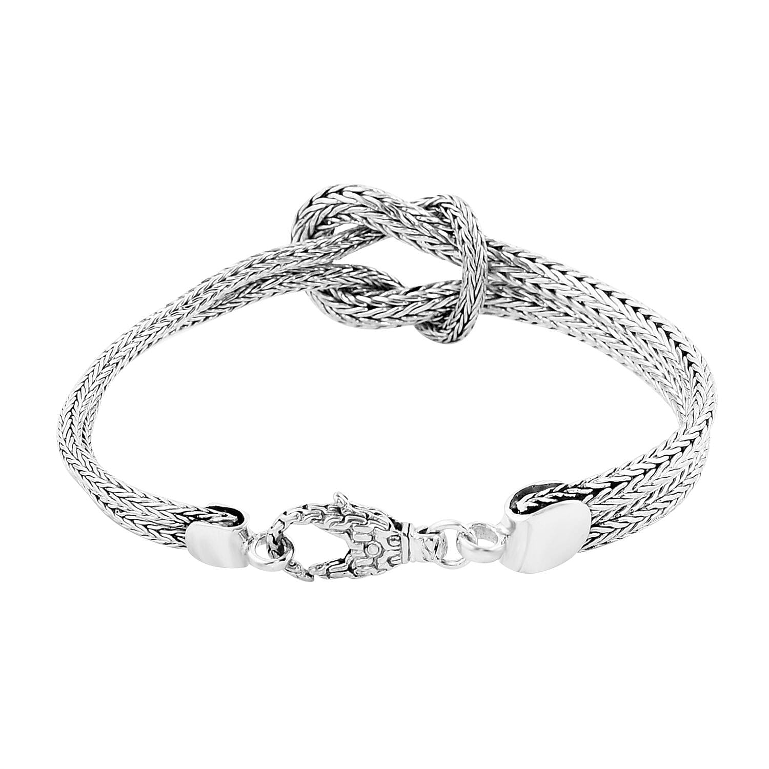 Royal Bali Collection - Sterling Silver Tulang Naga Bracelet (Size - 7.5), Silver Wt. 20 Gms
