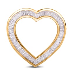 9K Yellow Gold White Diamond Heart Pendant 0.51 Ct.
