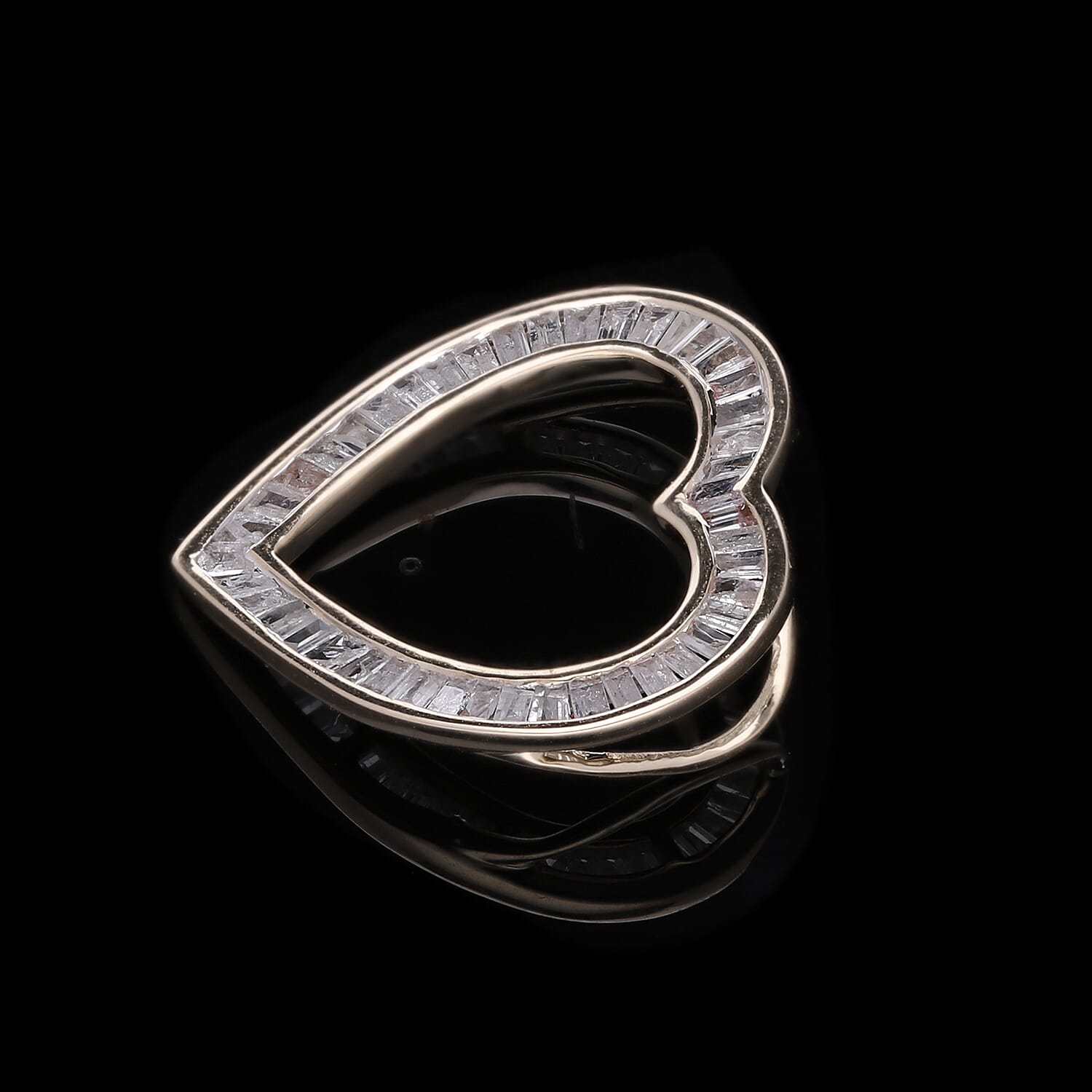 9K Yellow Gold White Diamond Heart Pendant 0.51 Ct.