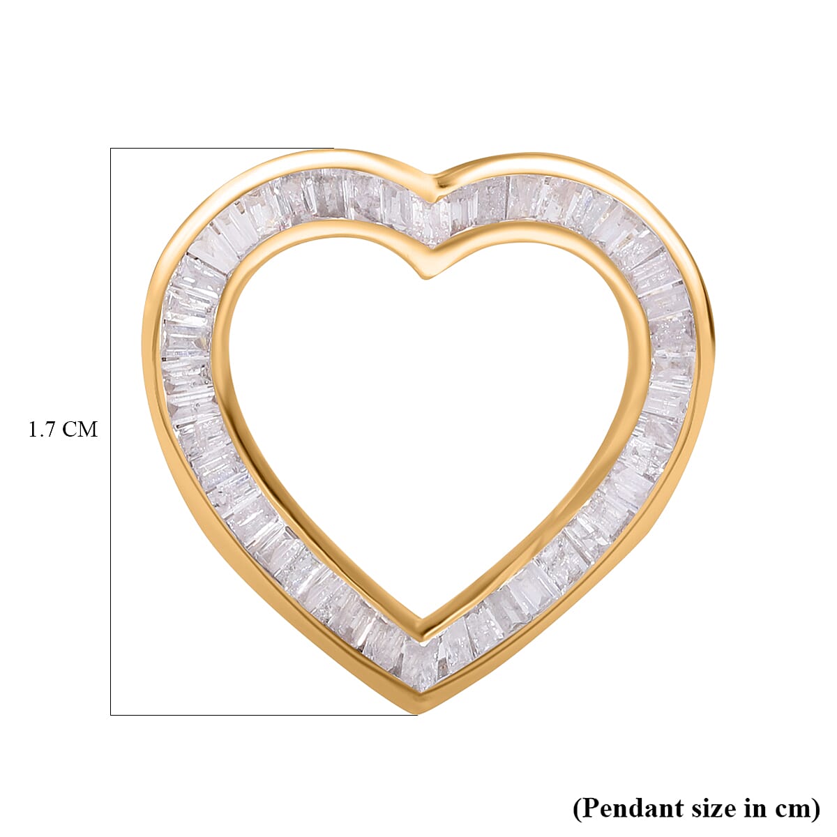 9K Yellow Gold White Diamond Heart Pendant 0.51 Ct.