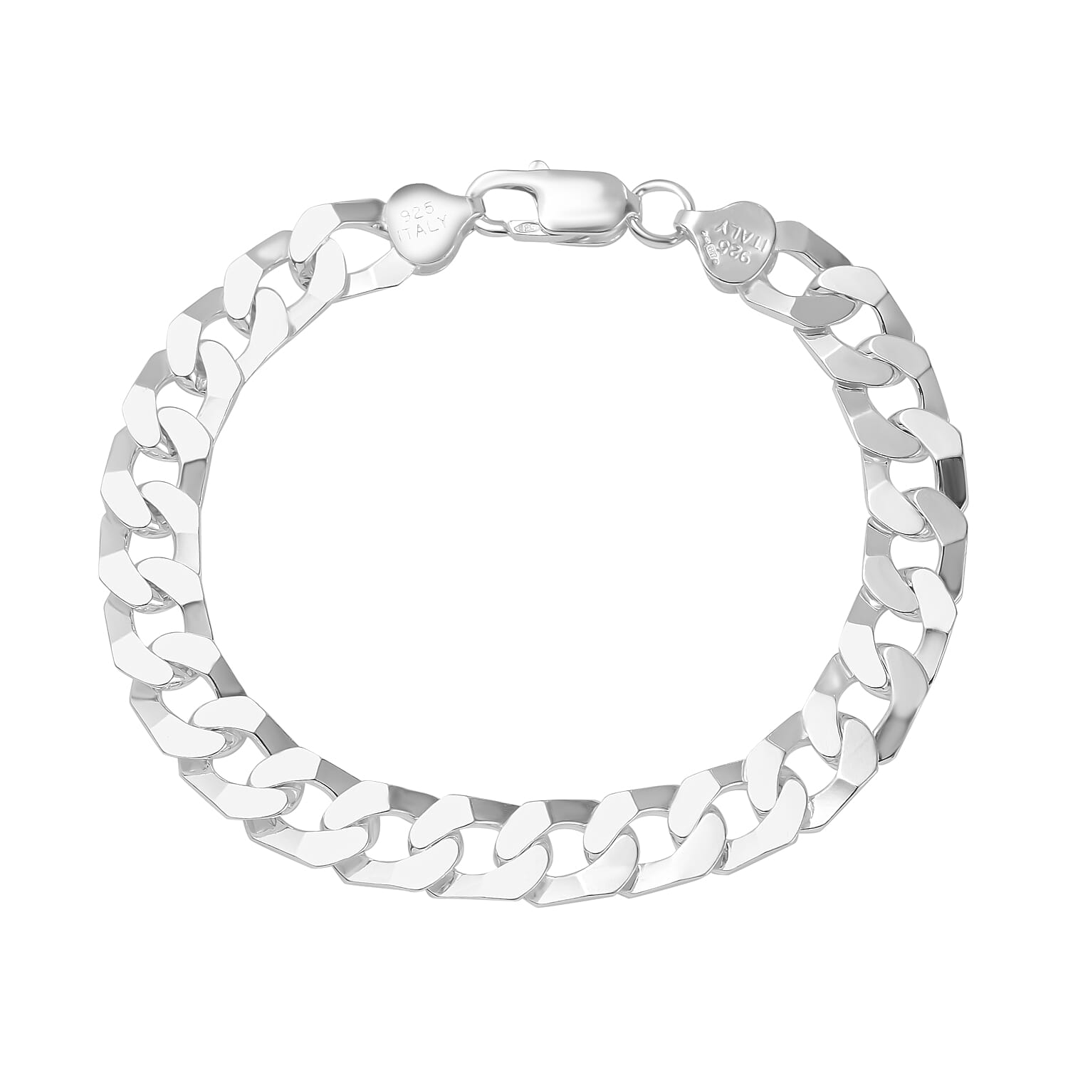 Hatton Garden Close Out Deal - Sterling Silver Flat Squared Curb Bracelet (Size - 8), Silver Wt. 19.20 Gms