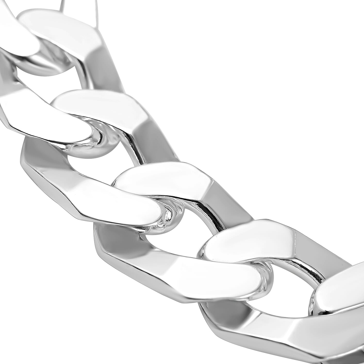 Hatton Garden Close Out Deal - Sterling Silver Flat Squared Curb Bracelet (Size - 8), Silver Wt. 19.20 Gms