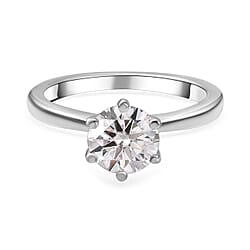 Moissanite Solitaire Ring in Sterling Silver
