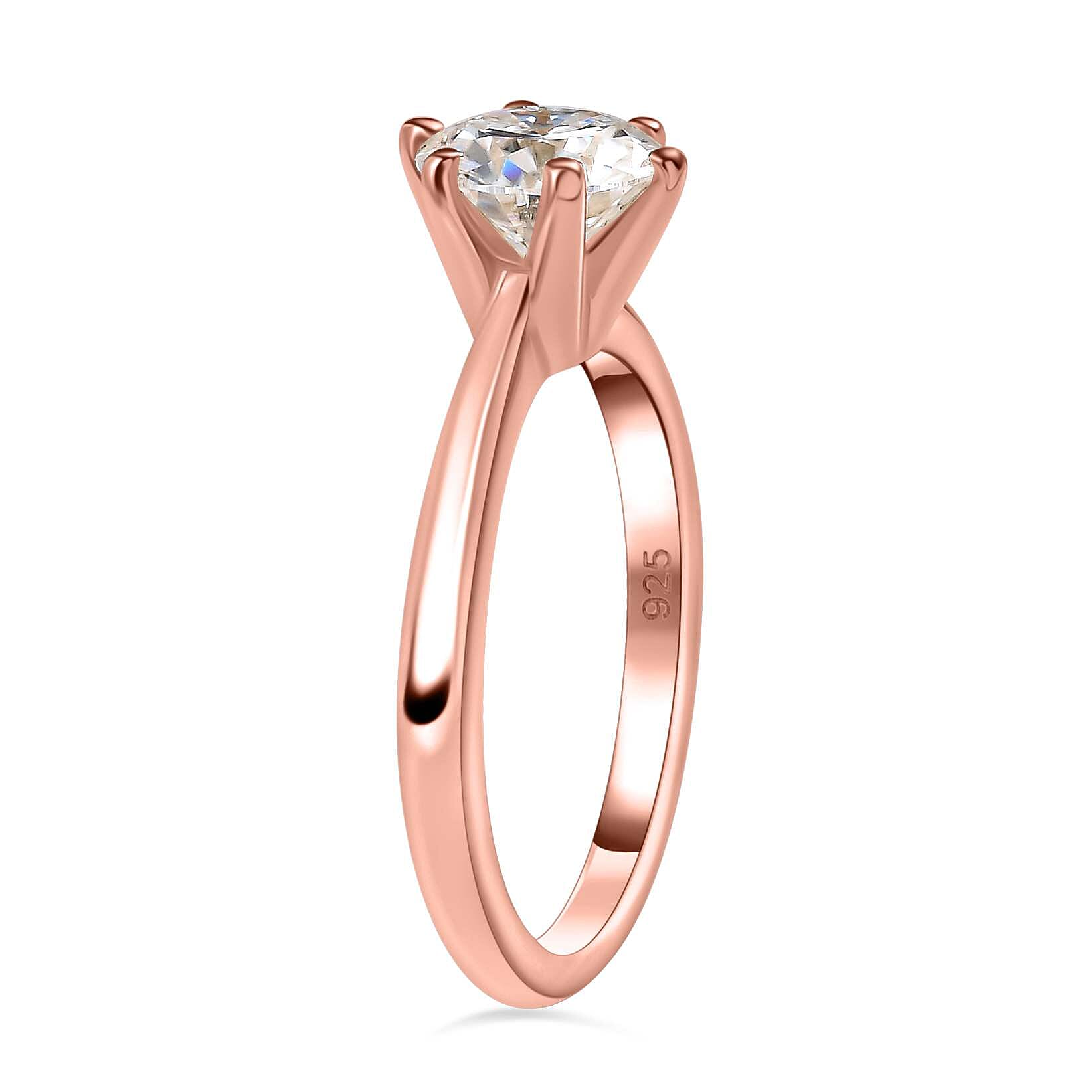 Moissanite Solitaire Ring in Sterling Silver