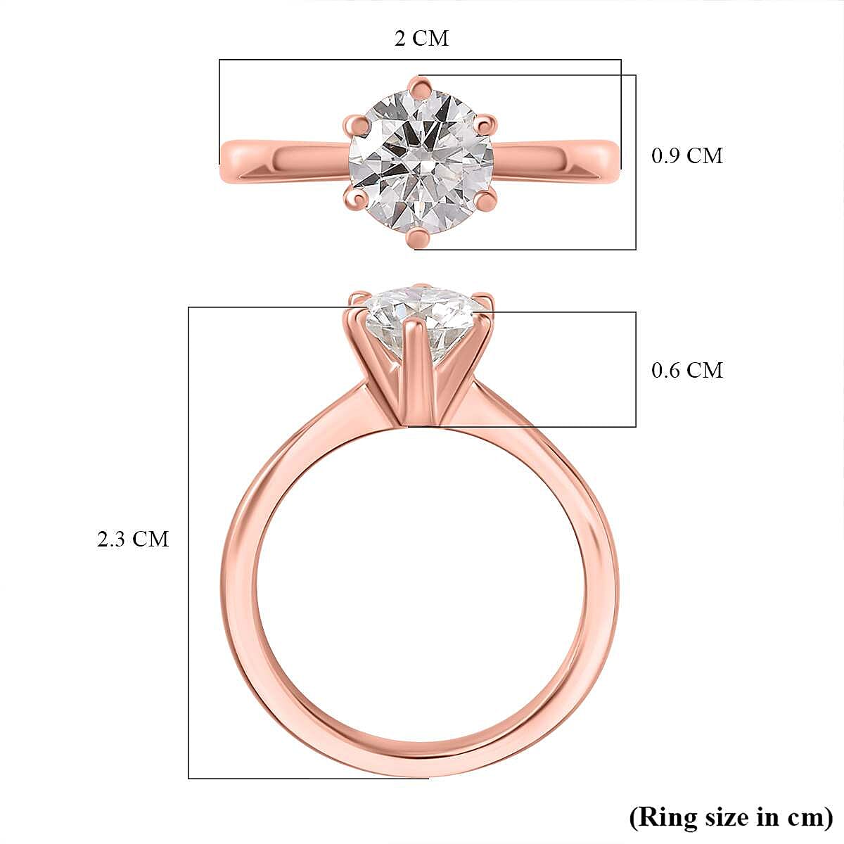 Moissanite Solitaire Ring in Sterling Silver