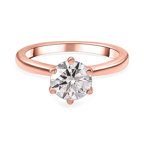 Moissanite  Solitaire Ring in Vermeil RG Sterling Silver 1.10 ct  1.144  Ct.