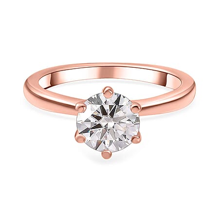 Moissanite Solitaire Ring in 18K Vermeil Rose Gold Over Sterling Silver 1.14 Ct. Moissanite Solitaire Ring in 18K Vermeil Rose Gold Over Sterling Silver 1.14 Ct.