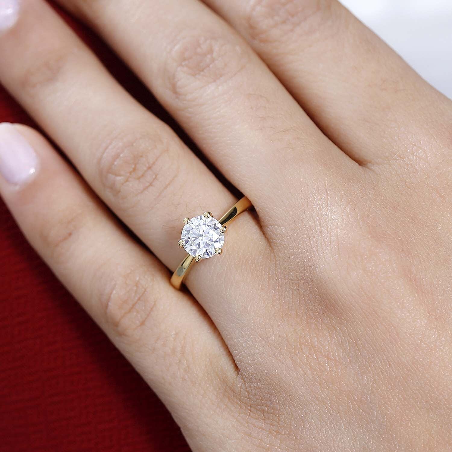 Moissanite Solitaire Ring in Sterling Silver