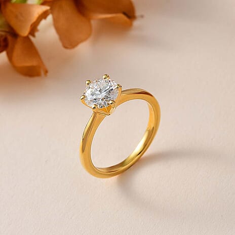Moissanite  Solitaire Ring in Vermeil YG Sterling Silver 1.10 ct  1.144  Ct.