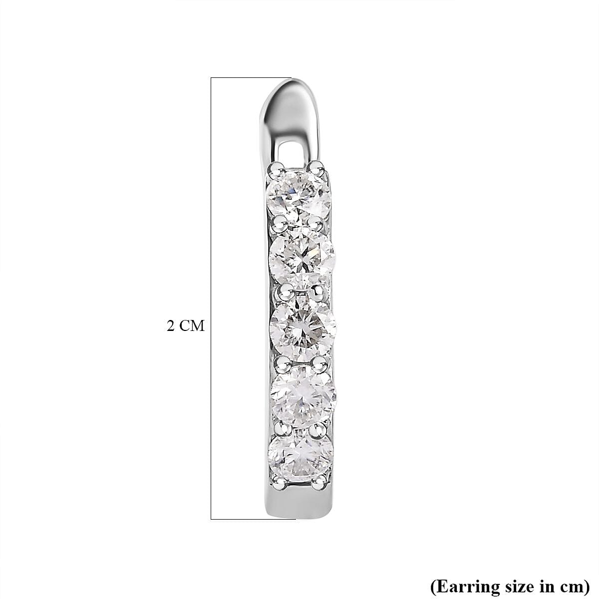GRA Certified - Moissanite J Hoop Earrings in Platinum Overlay Sterling Silver 1.00 Ct.