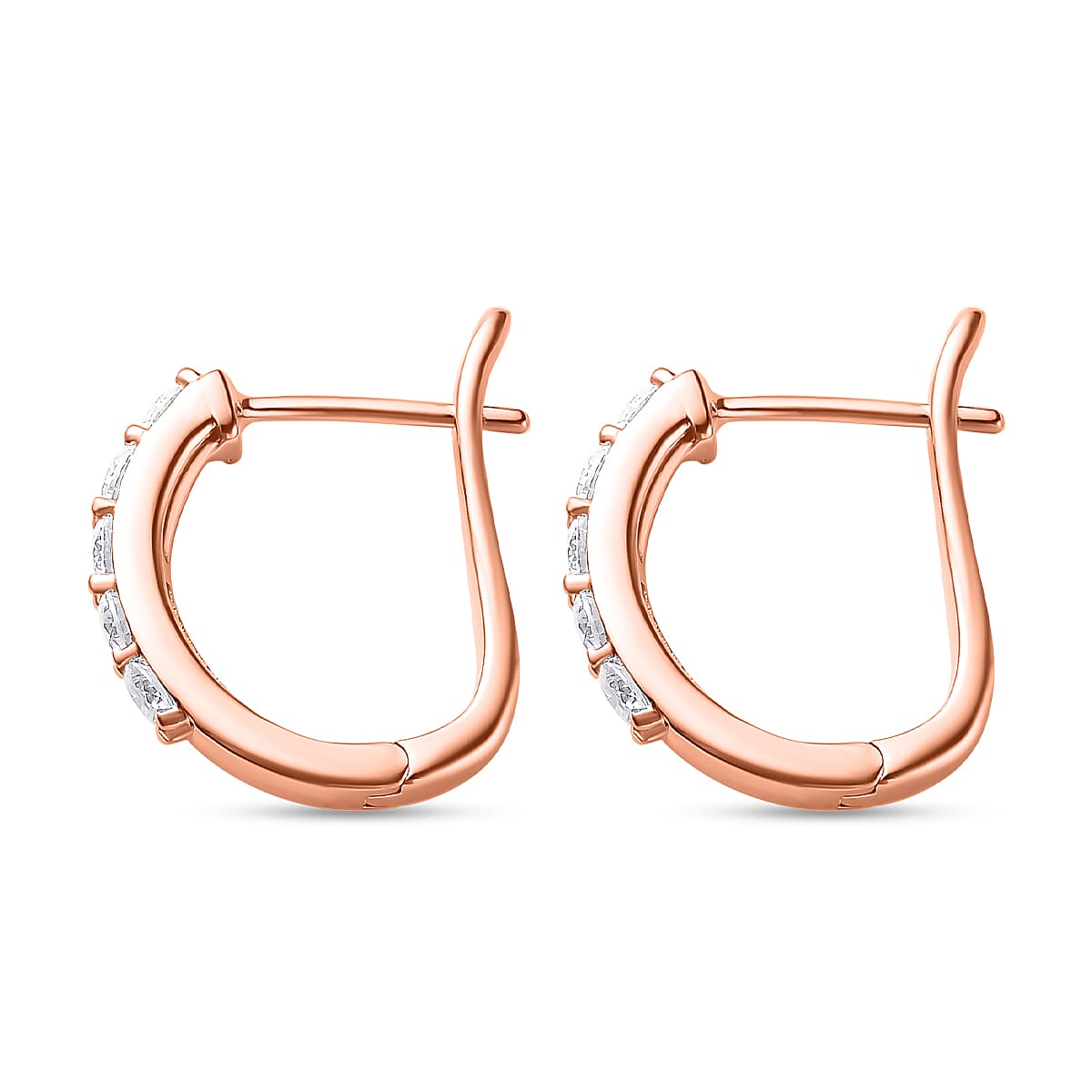 Moissanite J Hoop Half Hoop Earring in Platinum Overlay Sterling Silver 1.00 ct 1.050 Ct.