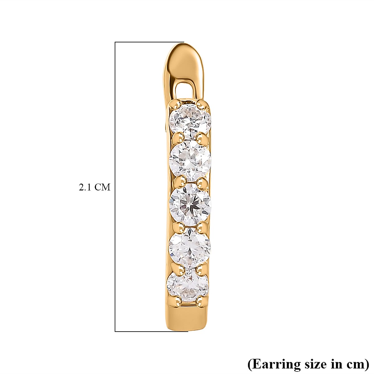 Moissanite J Hoop Earrings in 18K Vermeil Yellow Gold Plated Sterling Silver 1.00 Ct.