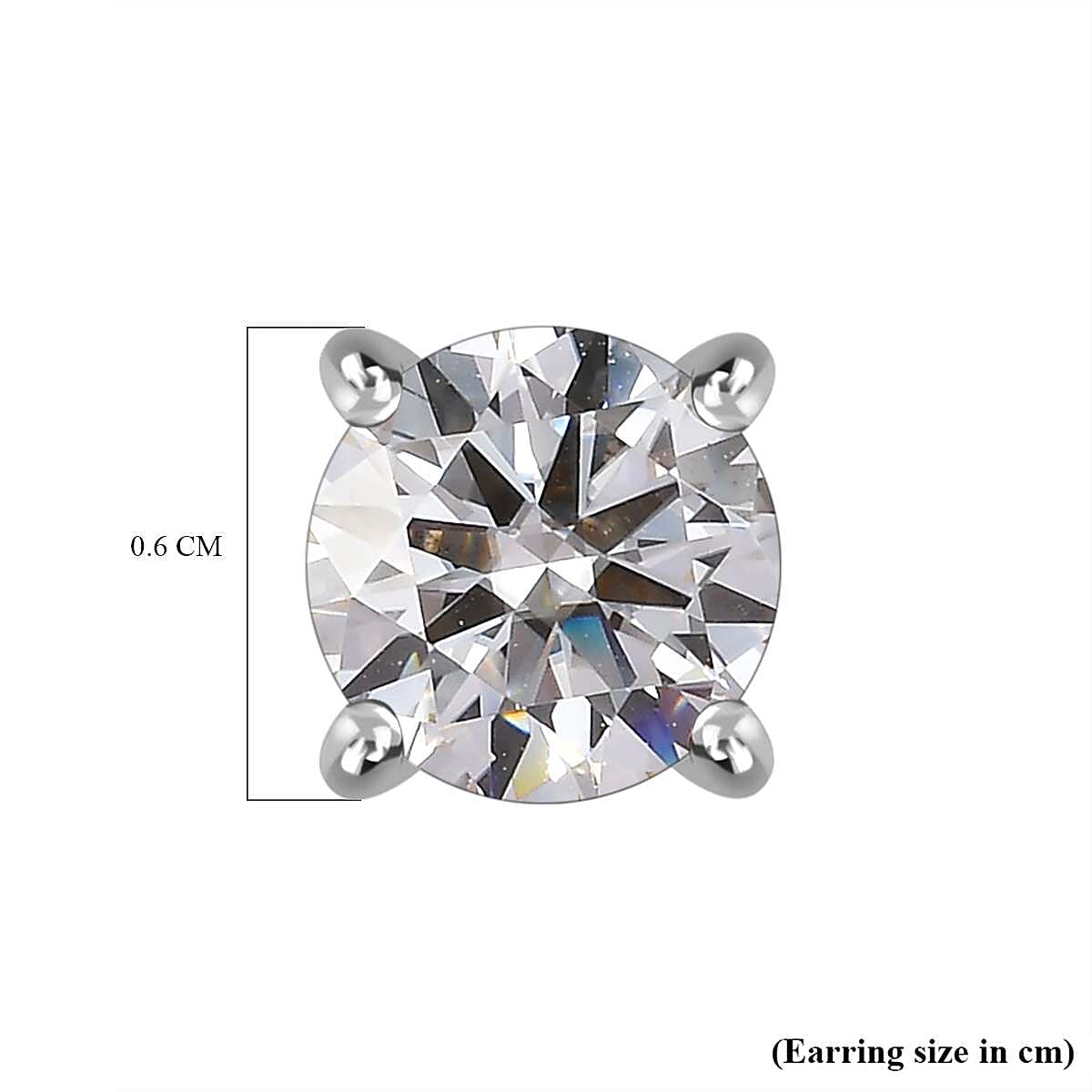 Moissanite  Solitaire Stud Push Post Earring in Platinum Overlay Sterling Silver 2.40 ct  1.144  Ct.
