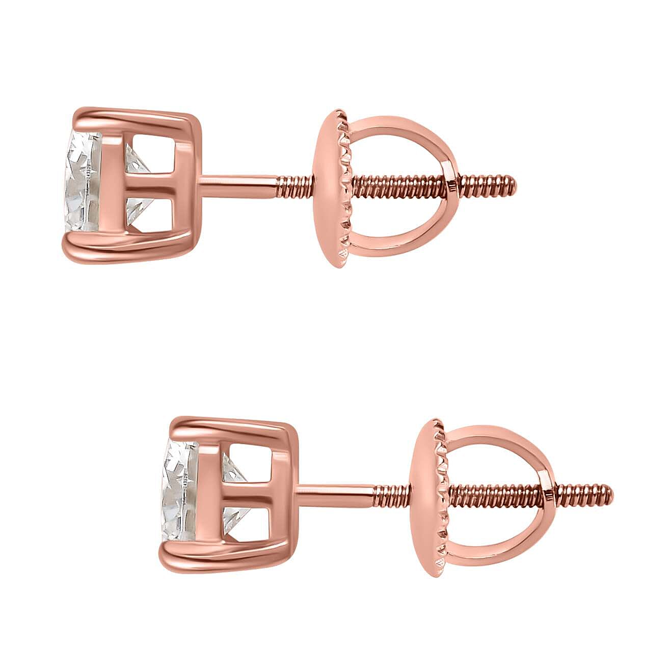 Moissanite Solitaire Stud Earrings in 18K Vermeil RG Plated Sterling Silver 1.44 Ct