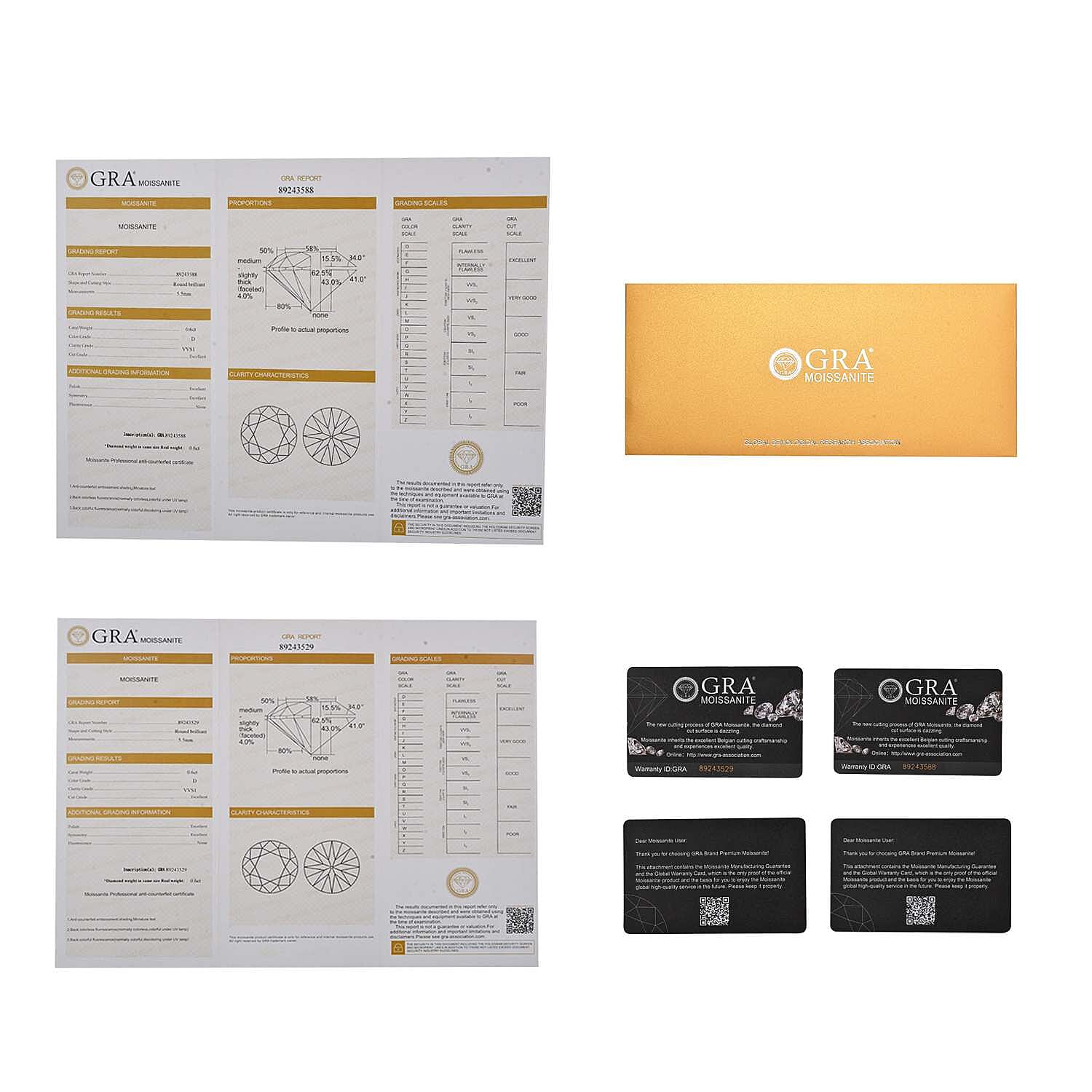 Moissanite Solitaire Stud Earrings in 18K Vermeil Yellow Gold Plated Sterling Silver 1.14 Ct.