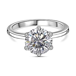 2 Ct. Moissanite Round-Cut Solitaire Ring in Sterling Silver