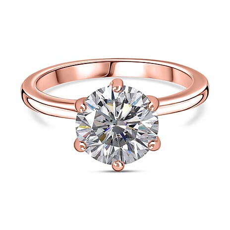 Moissanite  Solitaire Ring in Vermeil RG Sterling Silver 2.00 ct  2.062  Ct.