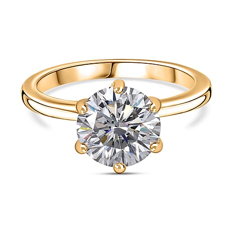Moissanite  Solitaire Ring in Vermeil YG Sterling Silver 2.00 ct  2.062  Ct.