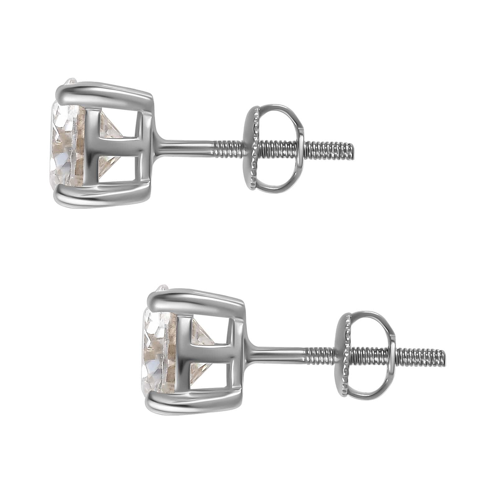 Moissanite Solitaire Stud Earrings in Platinum Overlay Sterling Silver 2.30 Ct