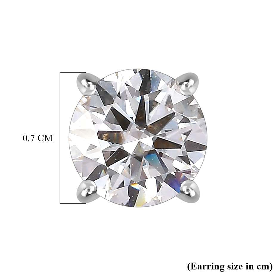 Moissanite Solitaire Stud Earrings in Platinum Overlay Sterling Silver 2.30 Ct