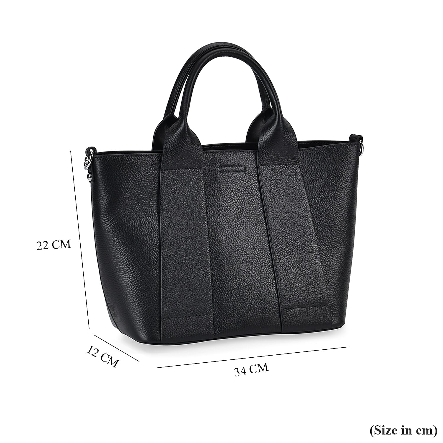 Genuine Leather Patterned Crossbody Bag with Top Handle - Black